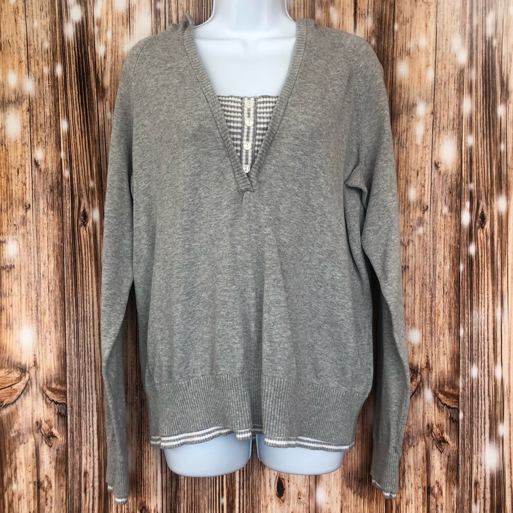 Lane Bryant Venezia Gray Hooded Sweater - Picture 1 of 10